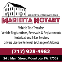 Marietta Notary & Messenger Service has locations in Mount Joy & Marietta, PA.