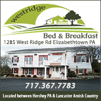 Bed & Breakfast between Hershey & Lancaster, PA in Elizabethtown, PA