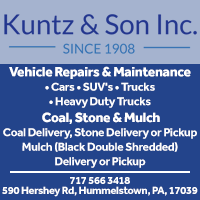 Kuntz & Son Inc. is an auto repair shop offering coal & mulch delivery in Hershey & Hummelstown PA