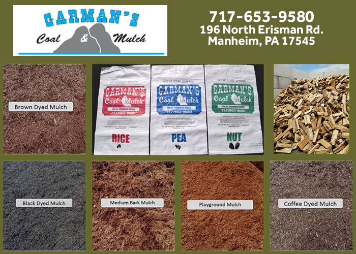 Garman's Coal & Mulch delivers mulch, coal & firewood to the Manheim, PA area.